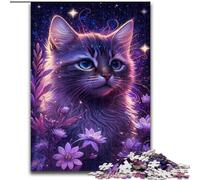 Puzzle 1000 pièces pour Adultes Belles Fleurs Chat Puzzles Adultes 1000 pièces Noël Halloween Fête des Mères Nouvel an Cadeau de Pâques (Taille 50x75cm)