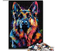 Puzzle 1000 pièces pour Adultes Berger Allemand DJ Neon Puzzle Un Casse-tête Stimulant pour Les Adolescents, Parfait pour la décoration intérieure ou comme Cadeau (Taille : 50x75cm)