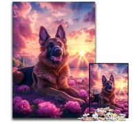 Puzzle 1000 pièces pour Adultes, Berger Allemand, Puzzle en Bois pour s'amuser en Famille, idéal pour la décoration de Bureau 14 Ans et Plus, 50x75cm