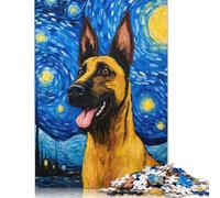 Puzzle 1000 pièces pour adultes Berger Belge Malinois Nuit Puzzle adulte 1000 pièces (75x50cm)