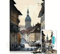 Puzzle 1000 pièces pour Adultes Berne Suisse Peinture Décoration idéale Jeu de Concentration mentale Jeu Relaxant Scène de Noël Art (50x75cm)