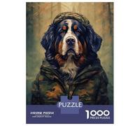 Puzzle 1000 Pièces pour Adultes Bernese Mountain Dog Camo Puzzle Jeux Amusants Une Œuvre d'art Offrez-Le en Cadeau À Toute La Famille 70x50cm/1000pcs