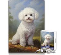 Puzzle 1000 pièces pour Adultes, Bichon Frisé, Jeu de défi Unique, Course de Vitesse Manuelle, Jouet éducatif, Dimensions:50x75cm