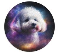 Puzzle 1000 pièces pour Adultes Bichon frisé Nébuleuse Puzzle Rond en Carton Activité de cohésion familiale, Cadeau de décoration intérieure, Jeu de Jouets en Famille (Taille 67,5 x 67,5 cm)