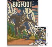 Puzzle 1000 pièces pour Adultes - Bigfoot, créature cryptide, Style Minimaliste rétro, Affiche de Voyage, Design Magnifique, Jeu Difficile et Stimulant, Dimensions 38x26cm