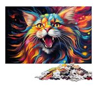 Puzzle 1000 Pièces pour Adultes Bizarre Coloré Kitten Puzzle en Bois pour Adultes Jeu Éducatif de 1000 Pièces (75x50cm)