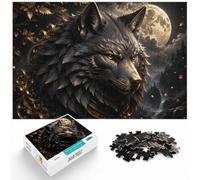 Puzzle 1000 pièces pour Adultes, Black and Gold Royal Wolf | Pour les heures calmes avant le Nouvel An : ce puzzle adulte 1000 pièces propose l'ensemble du défi pour les vacances de.