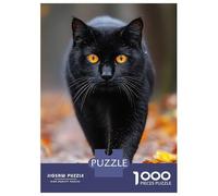 Puzzle 1000 Pièces pour Adultes Black Cat with Golden Eyes Puzzles pour Adultes - Défi Difficile - Liste De Souhaits avec Le Père Noël - Cadeaux d'anniversaire Uniques 70x50cm/1000pcs