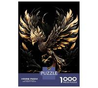 Puzzle 1000 Pièces pour Adultes Black Gold Phoenix Puzzle Casse-tête Jeu De Réflexion Décoration Murale Cadeaux Uniques pour Anniversaire Et Noël 52x38cm/1000pcs