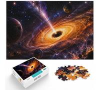 Puzzle 1000 pièces pour Adultes, Black Hole with Accretion Disk and Jet | Pour un loisir intérieur plus long : ce puzzle adulte 1000 pièces convient aux soirées et aux w nds.