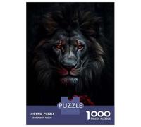 Puzzle 1000 Pièces pour Adultes Black Lion King and Rose Puzzles pour Adultes - Décoration Murale - Niveau De Difficulté : Difficile, Très Difficile Et Stimulant 70x50cm/1000pcs