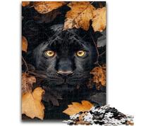 Puzzle 1000 pièces pour Adultes Black Panther dans Les Feuilles mortes Jeux éducatifs Décoration de la Maison Jeu éducatif pour Anniversaire, Noël 26x38cm