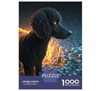 Puzzle 1000 Pièces pour Adultes Black Poodle with Glowing Eyes Puzzle Casse-tête Jeu De Réflexion Décoration Murale Cadeaux Uniques pour Anniversaire Et Noël 52x38cm/1000pcs