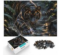 Puzzle 1000 pièces pour Adultes, Black Tiger with Orange Stripes in Water | Pour les passionnés de puzzles à Noël : ce puzzle 1000 pièces adulte convient aux journées calmes autour de Noël.