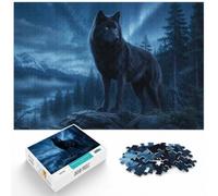 Puzzle 1000 pièces pour Adultes, Black Wolf with Blue Eyes | Pour les heures calmes avant le Nouvel An : ce puzzle adulte 1000 pièces transforme les fêtes en une pause puzzle calme.