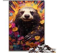 Puzzle 1000 pièces pour Adultes Blaireau à Miel en Bois, Un pour s'amuser en Famille 50x75cm Casse-tête, Jeu pour Adultes, activité Interactive familiale