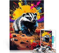 Puzzle 1000 pièces pour Adultes Blaireau au Coucher du Soleil dans Le désert Jeu intellectuel est idéal comme Cadeau pour Toute la Famille 50x70cm
