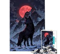 Puzzle 1000 pièces pour Adultes Blood Moon Alpha︰ Wolf Mountain King Jeu Difficile et Stimulant pour se détendre et soulager Le Stress Convient aux 14 Ans et Plus (38x52cm)