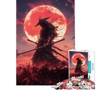 Puzzle 1000 pièces pour Adultes Blood Moon Samurai Modèle Difficile et Stimulant Jeu Pratique à Assembler Convient aux Personnes de 14 Ans et Plus 50x75cm