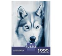 Puzzle 1000 Pièces pour Adultes Blue Husky Portrait Puzzle Adulte - Jeu De Réflexion - Vacances À La Maison - Tuer Le Temps - Faire Travailler Son Cerveau 70x50cm/1000pcs