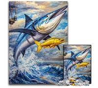 Puzzle 1000 pièces pour Adultes Blue Marlin, Jeux en Bois, Jouets, Cadeaux d'anniversaire Uniques pour Les Enfants de 14 Ans et Plus, 50x75cm