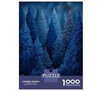 Puzzle 1000 Pièces pour Adultes Blue Pine Forest at Night Puzzle Adulte Jeux De Société en Famille Vacances À La Maison Passer Le Temps Cadeau d'anniversaire, Cadeaux, 70x50cm/1000pcs