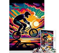 Puzzle 1000 pièces pour Adultes BMX WPAP Sunset Pop Art Jeu éducatif Cadeau Amusant Jeux éducatifs Renforce l'amour au Sein du Couple Dimensions 50x75cm