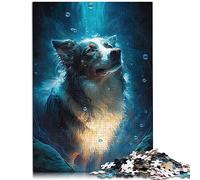 Puzzle 1000 pièces pour Adultes Border Collie Dog Premium Planche 100% recyclée Difficile à compléter mais Amusante et Humoristique 26 x 38 cm