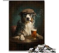 Puzzle 1000 pièces pour Adultes Border Collie fumant, Jouet éducatif et décompressant, idéal comme Cadeau pour Toute la Famille (Taille 50x75cm)