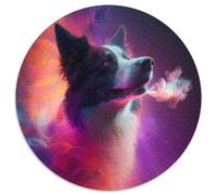 Puzzle 1000 pièces pour Adultes Border Collie Nebula, Puzzle Rond, Jeu de réflexion pour Adolescents, Cadeau de Vacances idéal (Taille 67,5 x 67,5 cm)