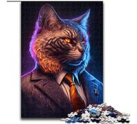 Puzzle 1000 pièces pour Adultes Boss Cat en Costume, fabriqué en Carton, Divertissement Relaxant, Cadeau de Noël Parfait et décoration intérieure, 1000 pièces(26x38cm)