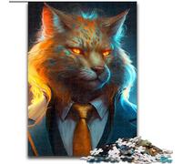 Puzzle 1000 pièces pour Adultes Boss Cat Puzzle en Bois Taille 50x75cm Cadeau de Vacances idéal pour Noël, Halloween, Pâques, Le Nouvel an