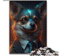 Puzzle 1000 pièces pour Adultes Boss Chihuahua Puzzle 1000 pièces pour Adultes Idéal pour la décoration de la Maison et du Bureau, Les fêtes, Les Anniversaires et Les Cadeaux de Vacances 26x38cm