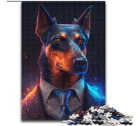Puzzle 1000 pièces pour Adultes Boss Doberman Puzzle en Bois Taille 50x75cm Cadeau de Vacances idéal pour Noël, Halloween, Pâques, Le Nouvel an