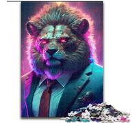 Puzzle 1000 pièces pour Adultes, Boss Lion en Costume, en Bois, Casse-tête Stimulant à Faire soi-même, Jeu Familial idéal ou Cadeau décoratif, 1000 pièces(50x75cm)