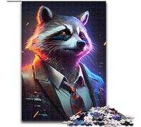 Puzzle 1000 pièces pour Adultes Boss Raton Laveur en Costume, idéal pour Les Amoureux, Cadeau Parfait pour Noël, Le Nouvel an ou la Saint-Valentin (Taille : 26x38cm)
