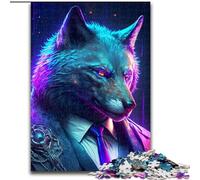 Puzzle 1000 pièces pour Adultes Boss Wolf en Costume, Puzzle en Bois, Jeu interactif Familial, décoration d'intérieur à Faire soi-même, défi cérébral, Cadeau, Taille 50x75cm