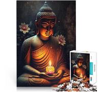 Puzzle 1000 pièces pour Adultes Bouddha à côté du Lotus Séjour Anti-Stress pour Tuer Le Temps décoration Murale 38x52cm