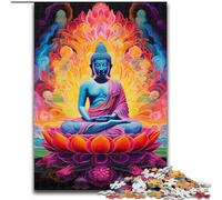 Puzzle 1000 pièces pour Adultes Bouddha Graffiti coloré en Bois, pour Noël et Le Nouvel an, Cadeau de Vacances 50x75cm pour Jeu interactif en Famille