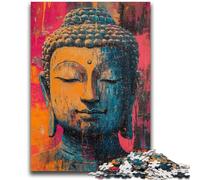 Puzzle 1000 pièces pour Adultes Bouddha Peinture à l'huile Anti-Stress Séjour Passer Le Temps avec Affiche et fiche de Questions Assorties 50x75cm