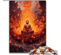 Puzzle 1000 pièces pour Adultes Bouddha s'élevant à Travers Le feu en Bois, pour Les 14 Ans et Plus 50x75cm Jeu de réflexion pour Adolescents, pour Les fêtes
