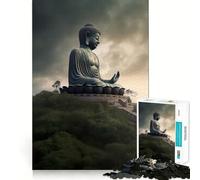 Puzzle 1000 pièces pour Adultes Bouddha Sommet de Montagne Zen Décoration soignée Jeu de Construction et de Concentration Jeu de Paix Décoration d'anniversaire Cadeau (38x26cm)