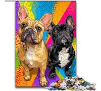 Puzzle 1000 pièces pour Adultes, Bouledogue français coloré, Jouet éducatif idéal comme Cadeau pour Toute la Famille, à partir de 14 Ans (Taille 26x38cm)