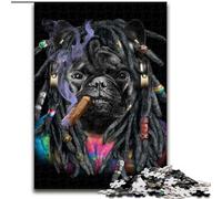 Puzzle 1000 pièces pour Adultes, Bouledogue français et Dreadlocks, en Carton, idéal pour Les fêtes ou Les Anniversaires, Jeu de société, 1000 pièces(26x38cm)