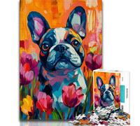 Puzzle 1000 pièces pour Adultes Bouledogue français, Jouets éducatifs et éducatifs pour la Famille, pour renforcer l'amour Entre Couples, 38x26cm