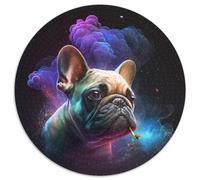 Puzzle 1000 pièces pour Adultes Bouledogue français Nébuleuse Puzzles Ronds 1000 pièces pour Adultes Cadeau pour Hommes et Femmes, Quotidien et Occasions spéciales 67,5 x 67,5 cm