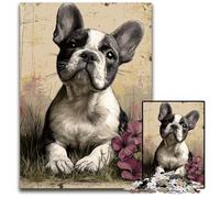 Puzzle 1000 pièces pour Adultes Bouledogue français Puzzles en Bois Difficiles et stimulants, Superbes Cadeaux et Jouets pour Les 14 Ans 50x75cm