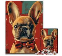 Puzzle 1000 pièces pour Adultes Bouledogue français Puzzles en Carton au Design Complexe pour Adolescents, décoration DIY et Divertissement Stimulant pour Le Cerveau 26x38cm