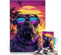 Puzzle 1000 pièces pour Adultes Bouledogues colorés Jeu Familial Anti-Stress Défi Difficile Convient aux Couples 38x26cm