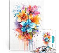Puzzle 1000 pièces pour Adultes Bouquet de Fleurs à l'aquarelle Jouets de Divertissement Familial Décoration Parfaite 38x26cm